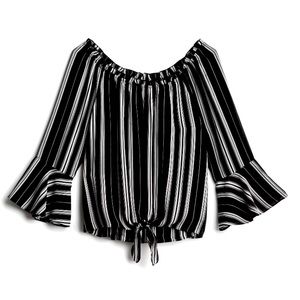 Black & white striped off the shoulder top